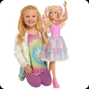 Barbie 28” Tie-Dye Best Fashion Friend Doll Blonde Hair Pink Dress